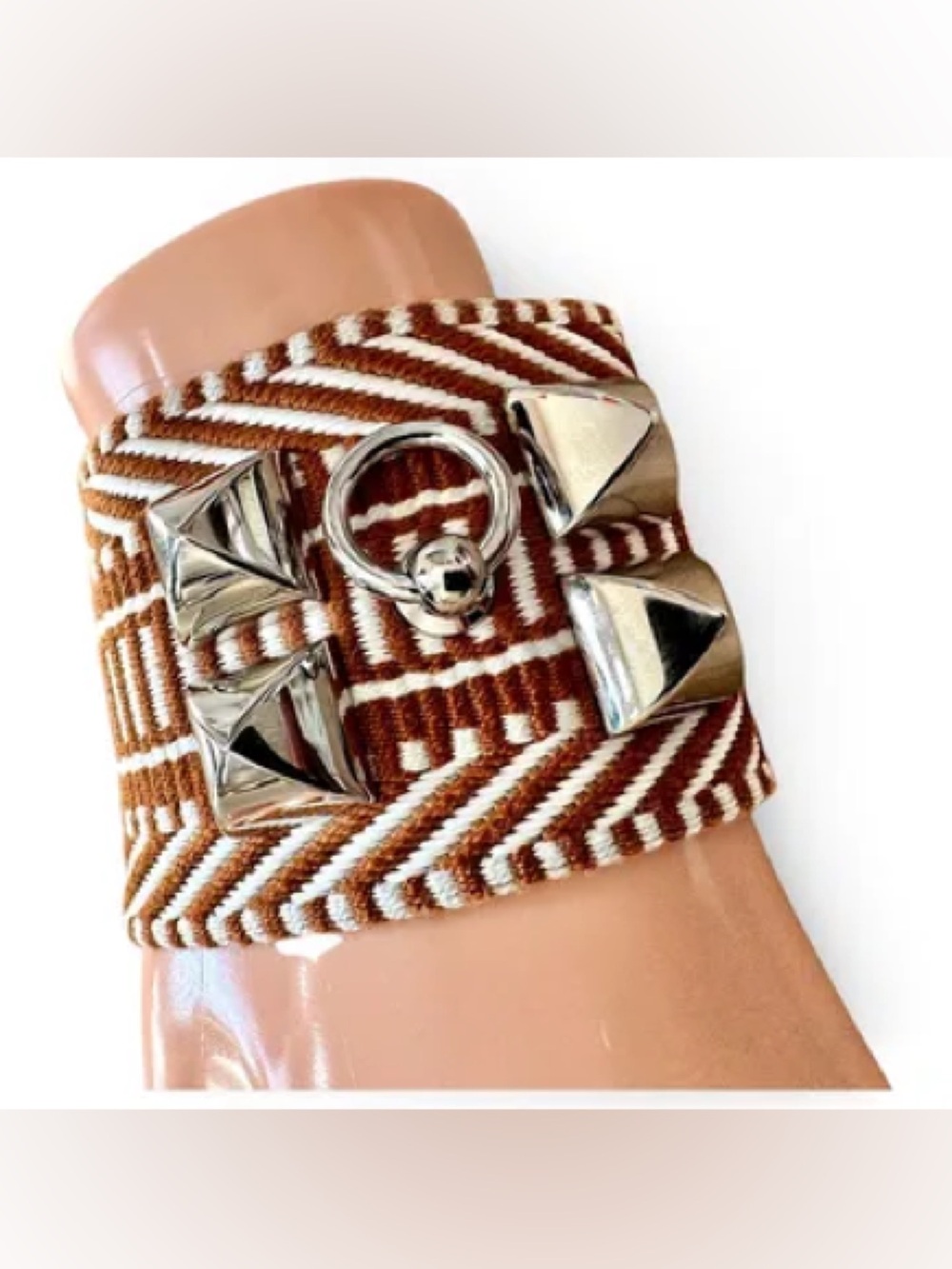 Hermès CDC Collier de Chien Bracelet T2 Toile Sombrero Ecru Gold 2018 Palladium